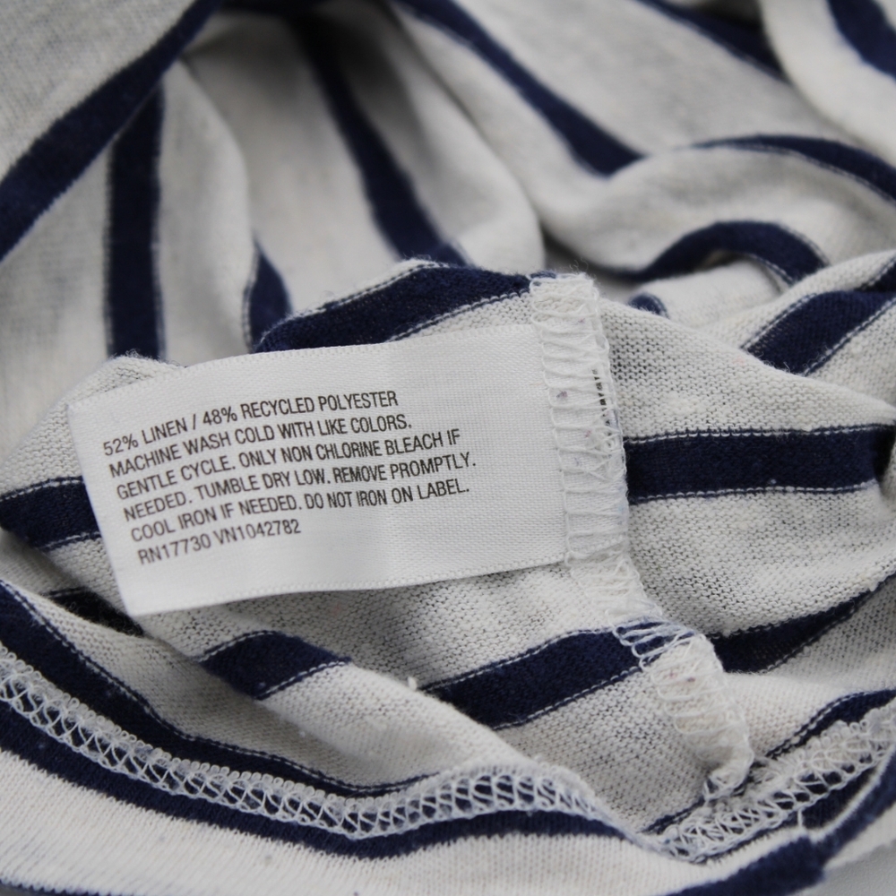 Navy & Gray Striped Modest Crop Tee – Size XS - Picture 5 of 6